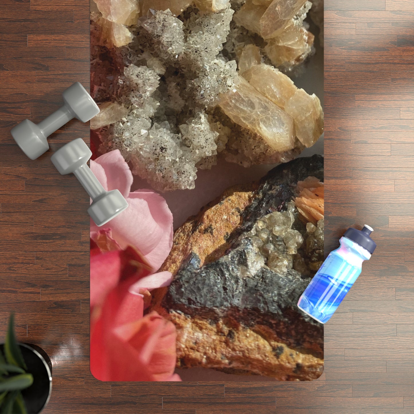 Crystal Floral Rubber Yoga Mat 'Namaste, B'