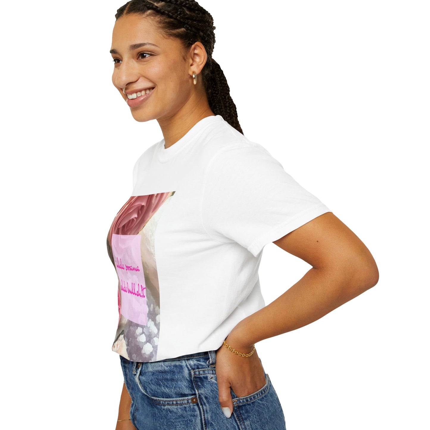 'Inhale Prana | Exhale Bullshit' Crystal & Floral T-shirt