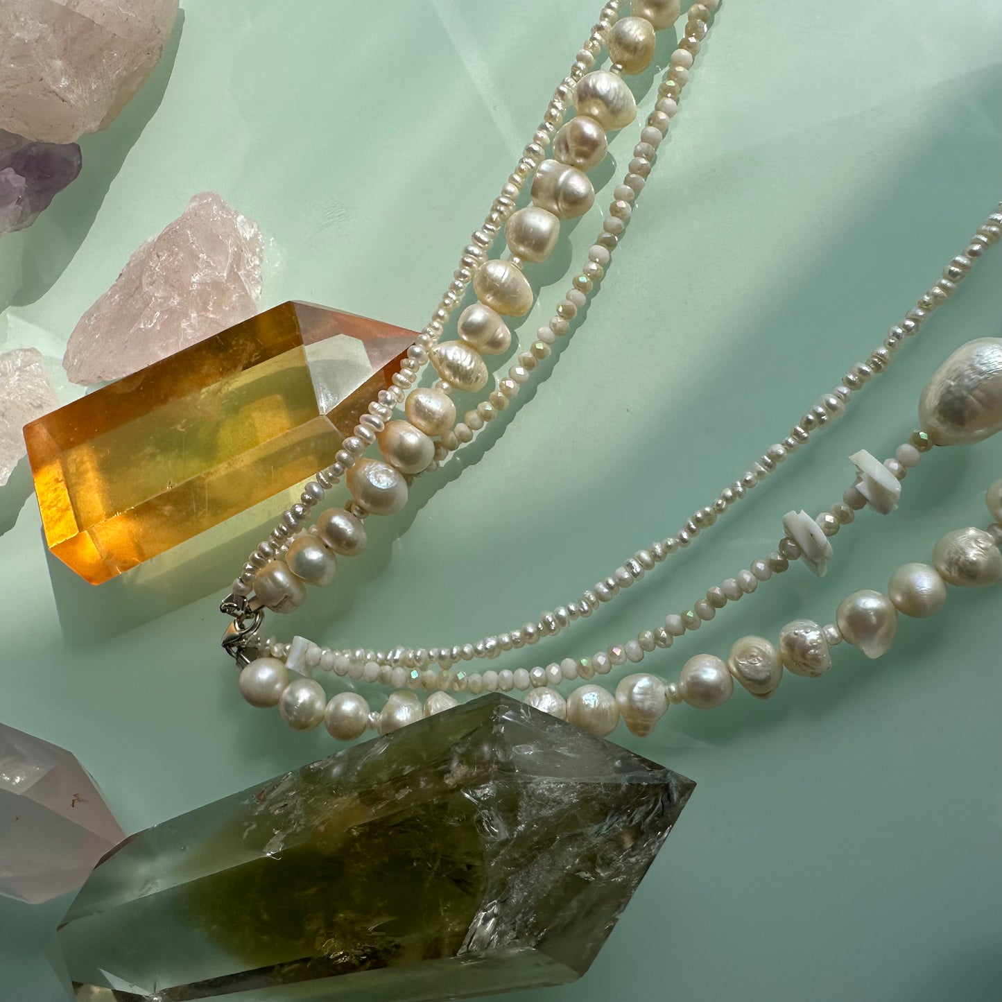 Phoenix Mother of Pearl Layered Necklace OOAK