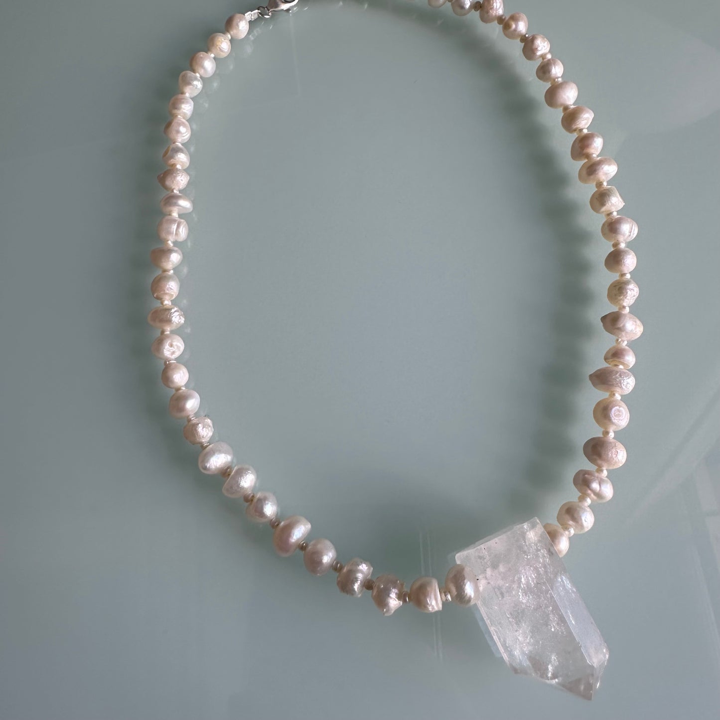 Quartz Crystal & Pearl Necklace OOAK
