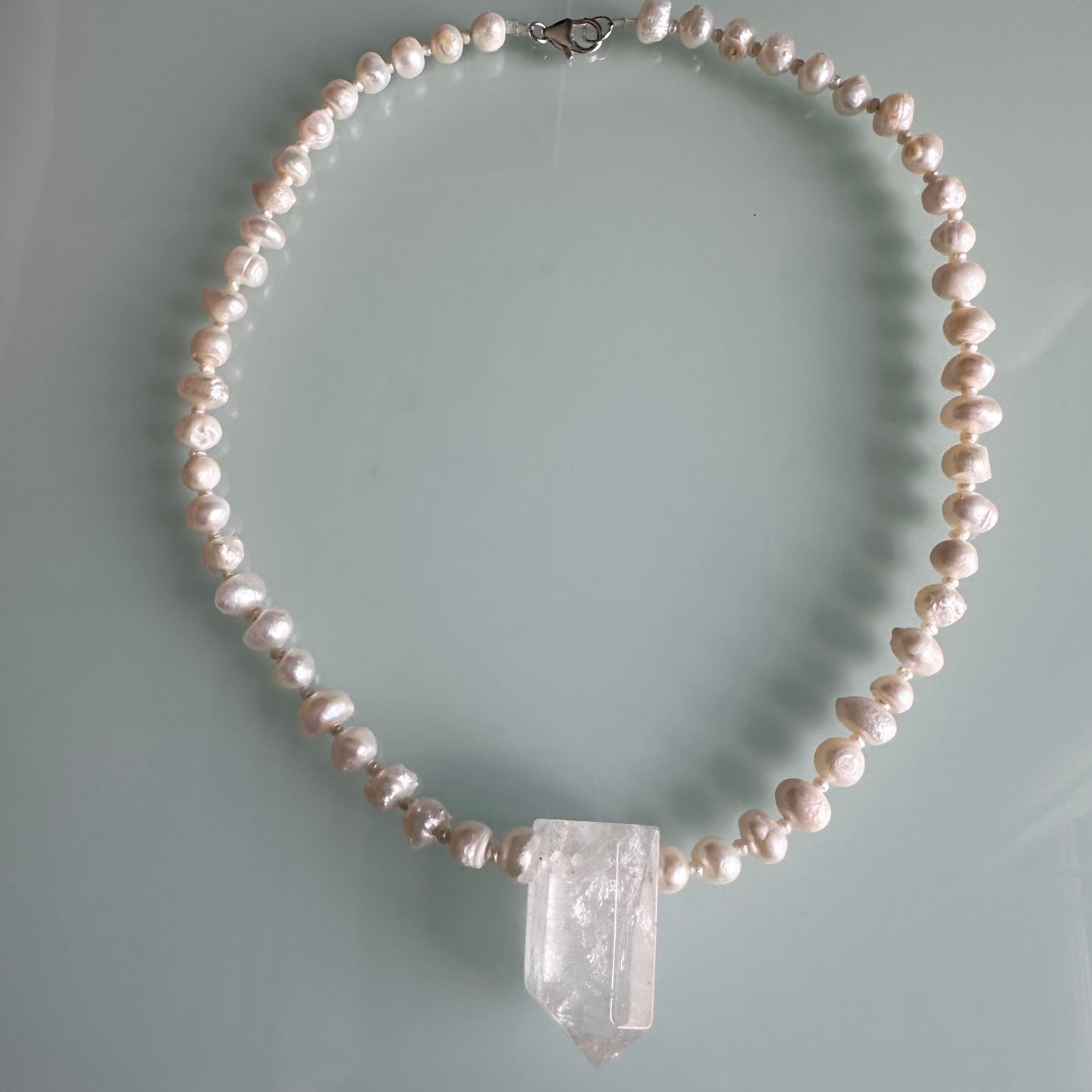 Quartz Crystal & Pearl Necklace OOAK