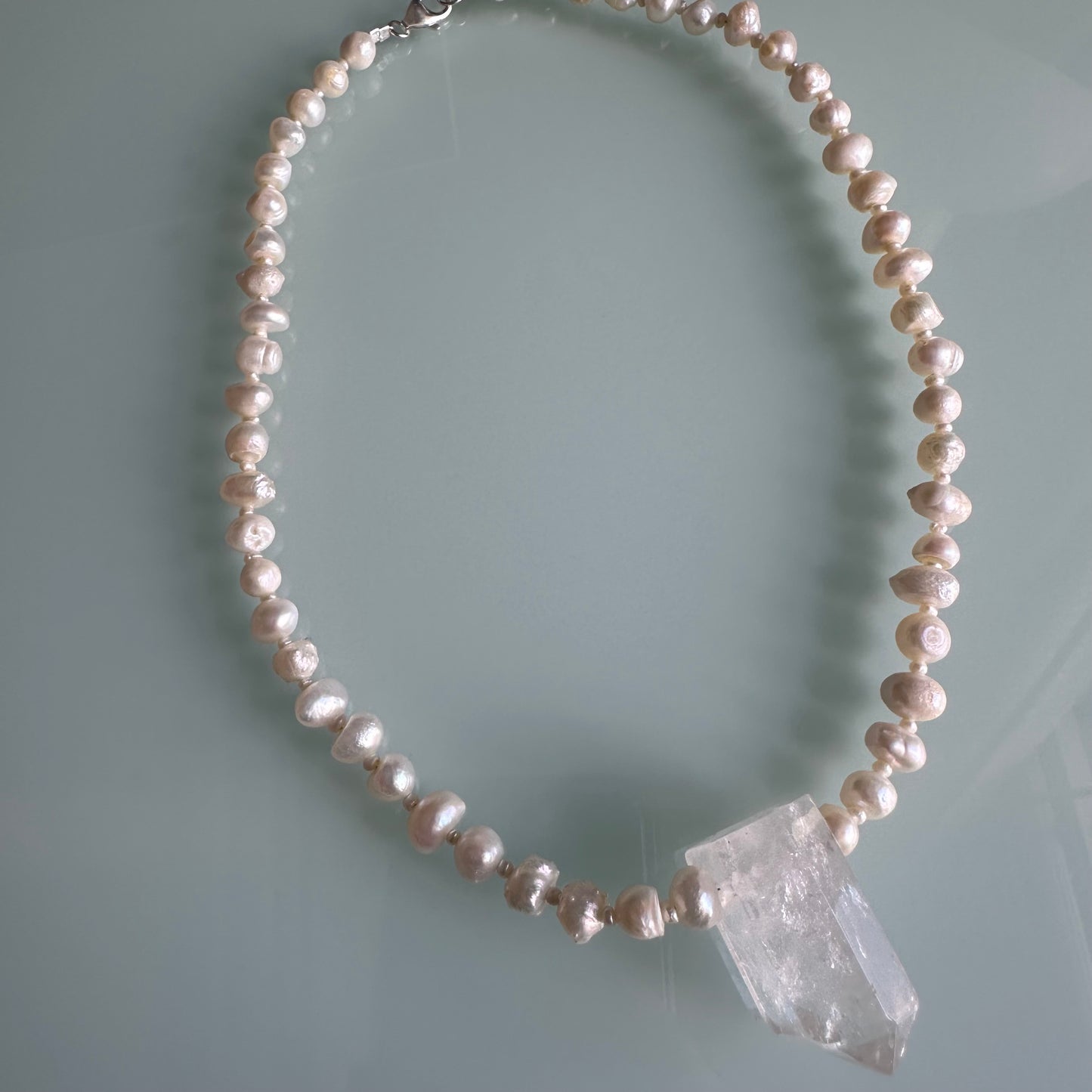 Quartz Crystal & Pearl Necklace OOAK