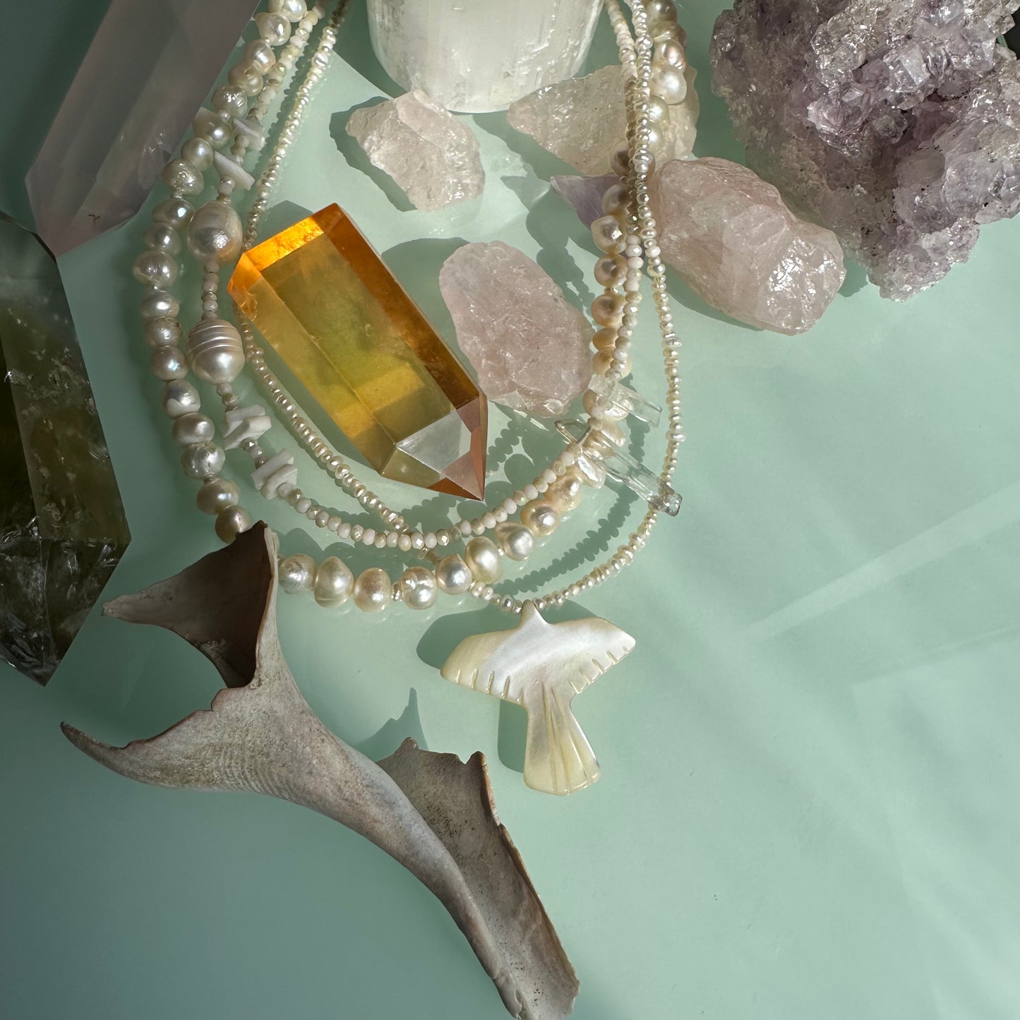 Phoenix Mother of Pearl Layered Necklace OOAK