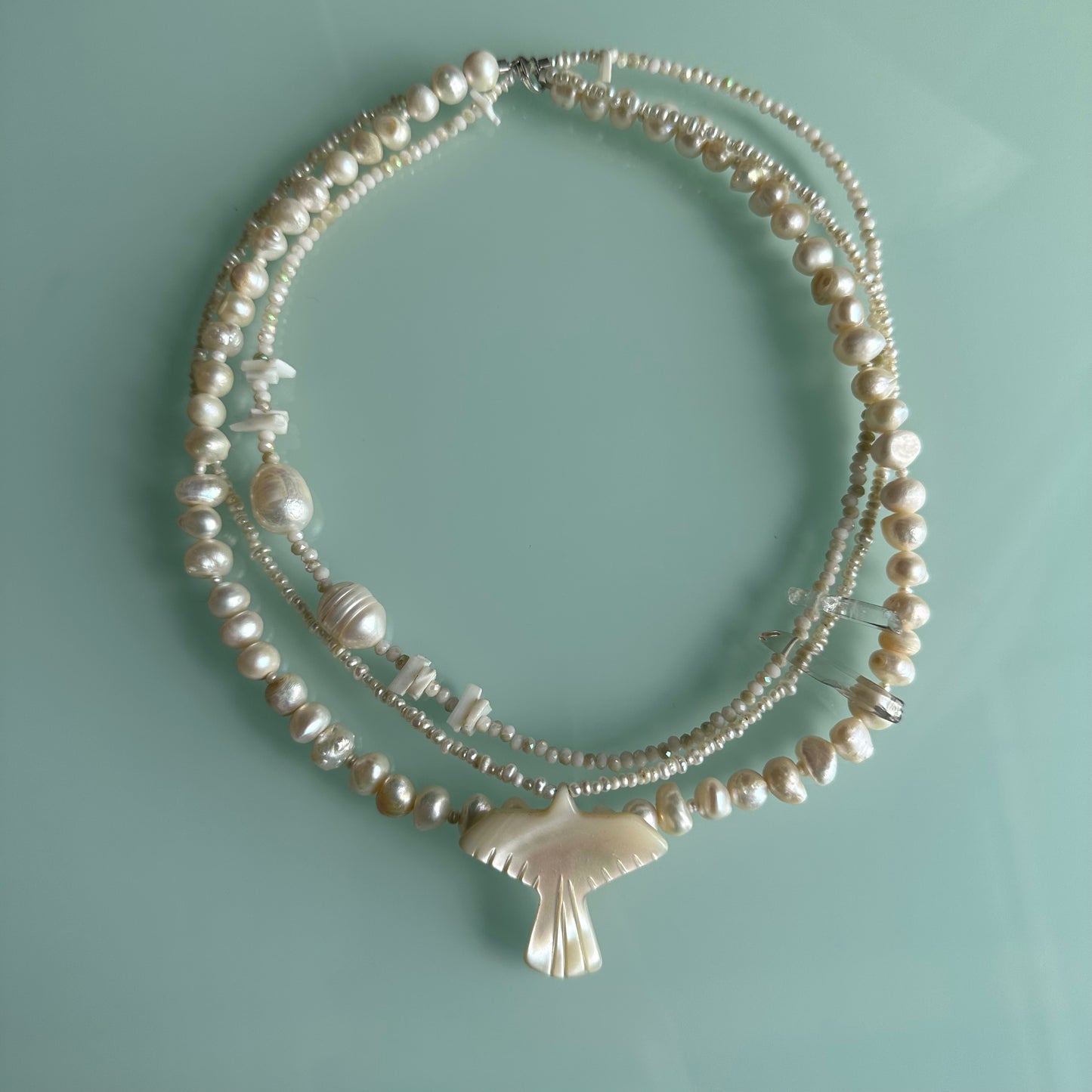 Phoenix Mother of Pearl Layered Necklace OOAK