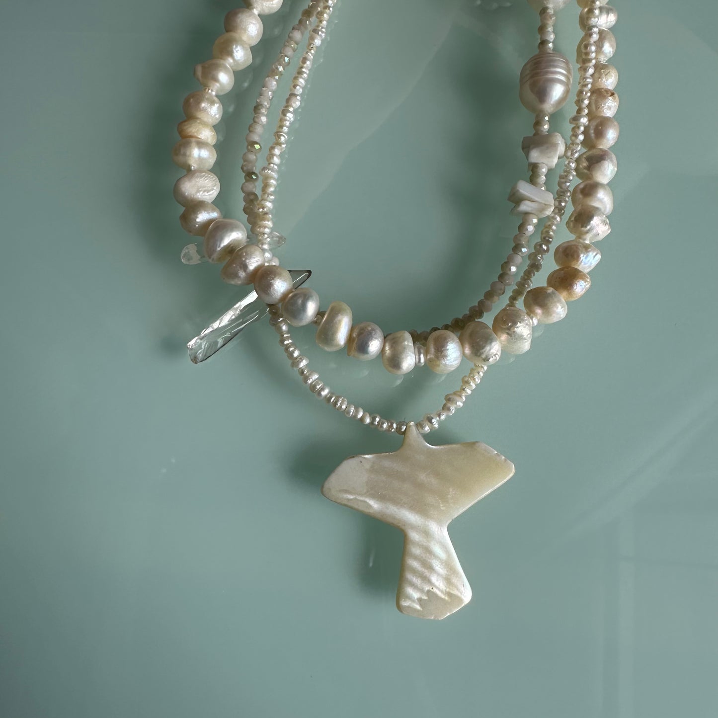 Phoenix Mother of Pearl Layered Necklace OOAK