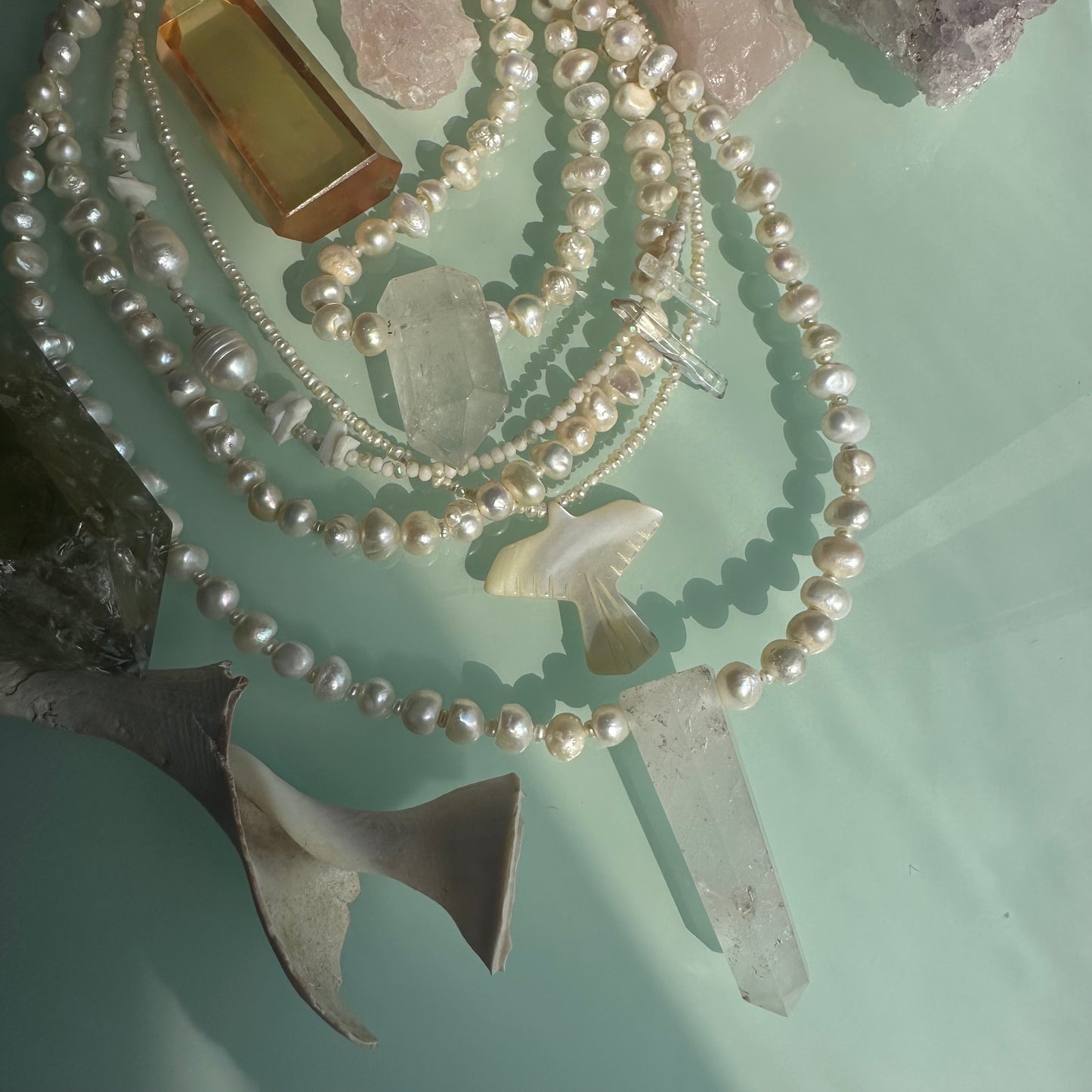 Phoenix Mother of Pearl Layered Necklace OOAK