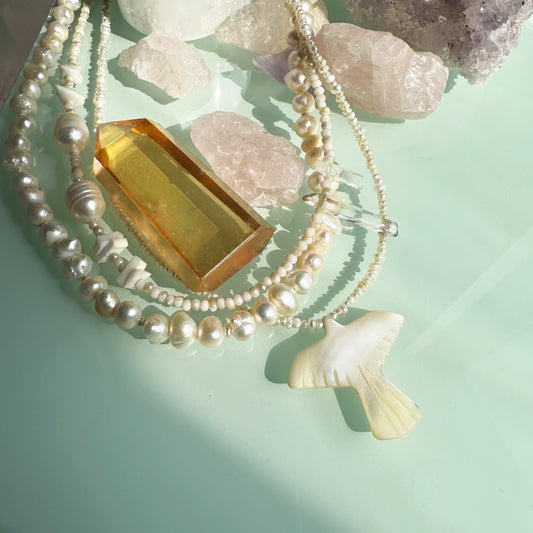 Phoenix Mother of Pearl Layered Necklace OOAK