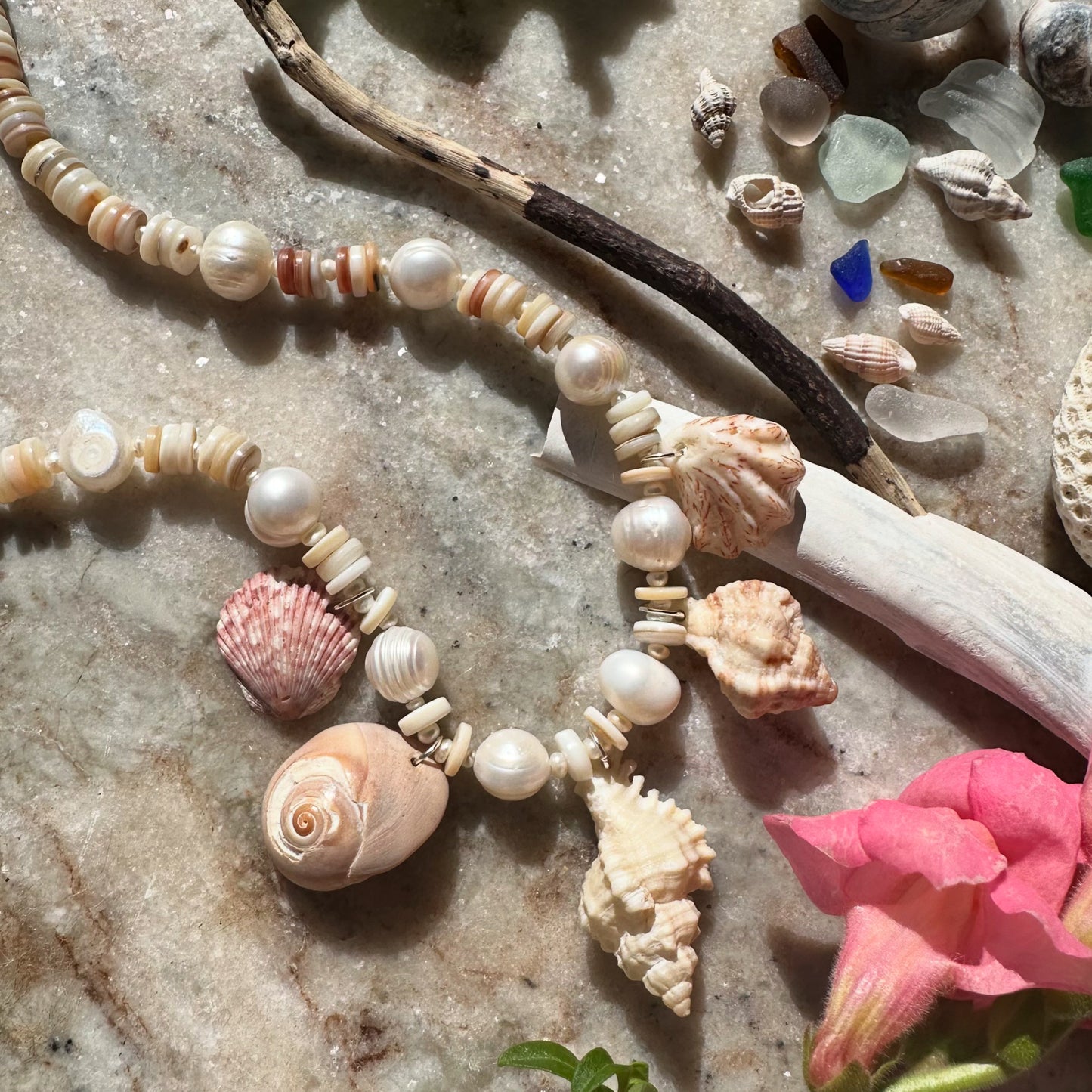 Shells + Pearls OOAK Necklace