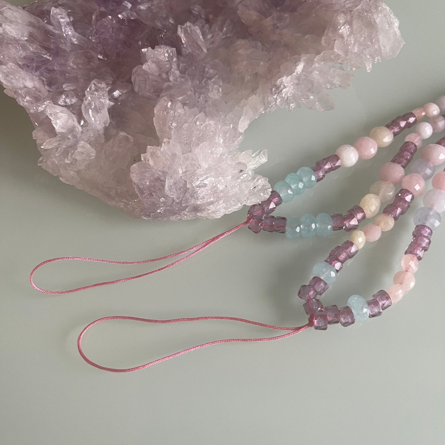 Y2K Cellphone Strap Beaded Evil Eye Pink & Blue Keychain 2/2